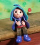 Tiny shelf-sitter book-sitter Gnome 'Conn' with wired legs OOAK by Ann Galvin