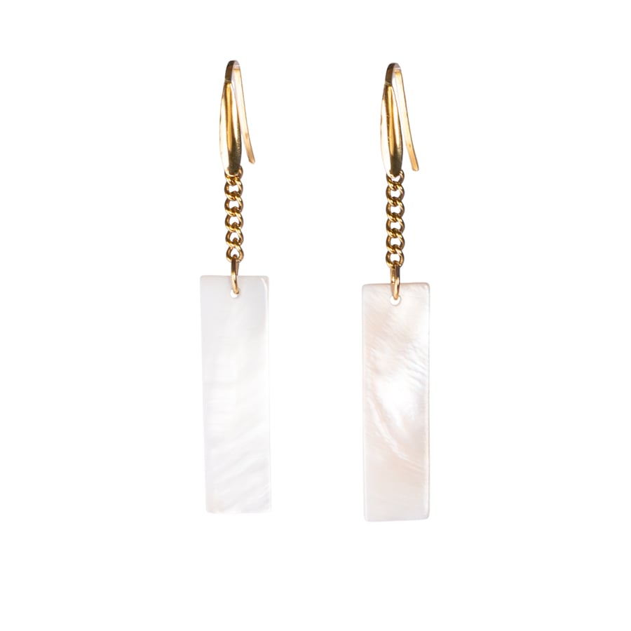 Pair of Gold Plated Mother of Pearl Drop Earrings