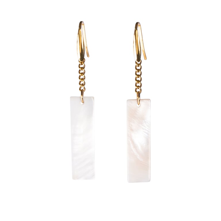 Pair of Gold Plated Mother of Pearl Drop Earrings