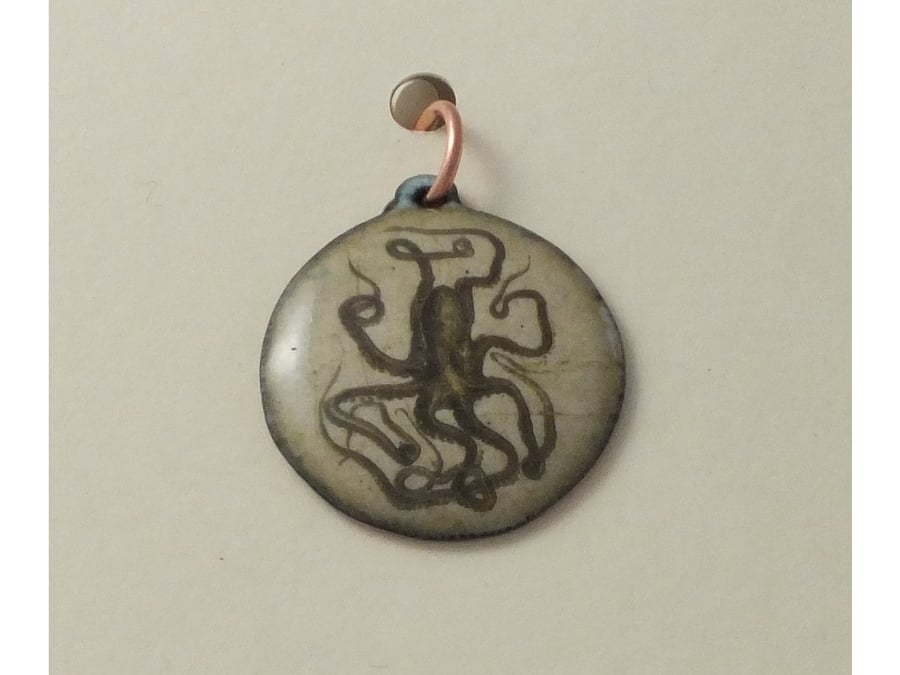 Octopus enamelled pendant