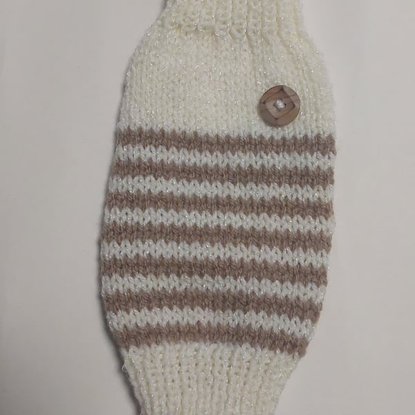 XXSmall dog puppy sweater jumper coat 8”L 8”G hand knit (sleeveless)