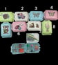 Knitting notions box with butterfly, floral or cat motif, small rigid 