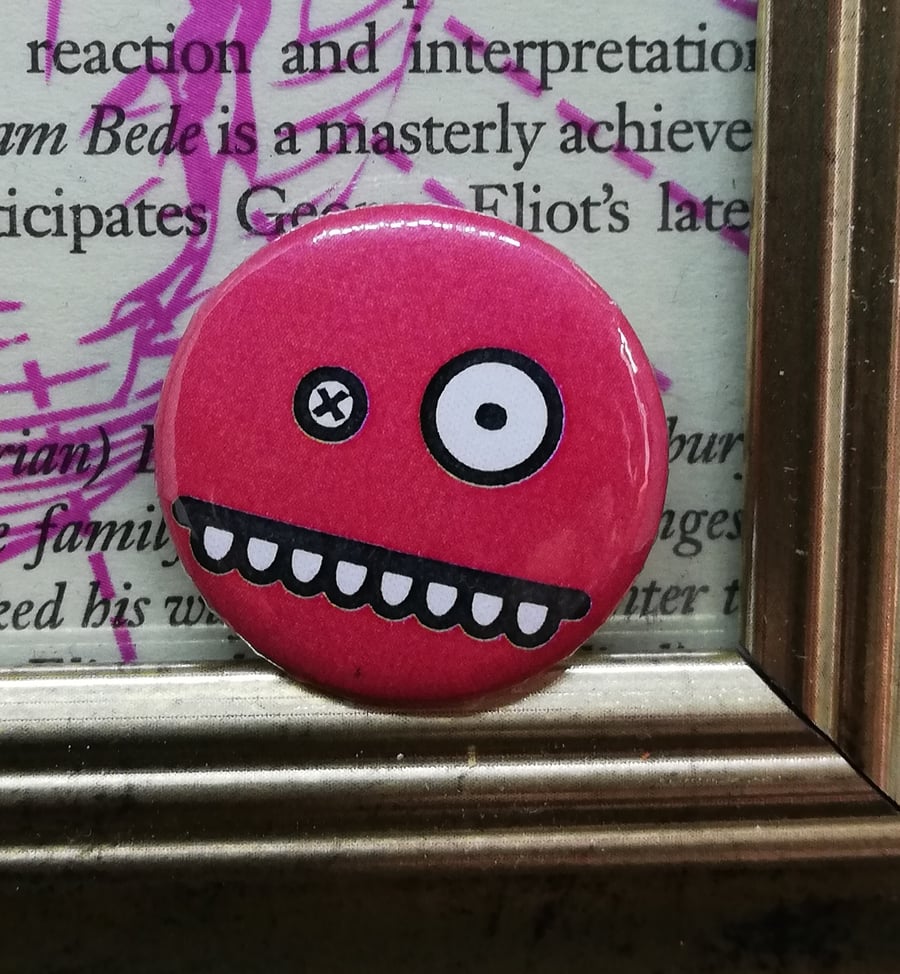 Monster Face - Red 25mm Button Badge - Free Postage!