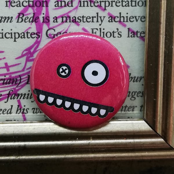 Monster Face - Red 25mm Button Badge - Free Postage!