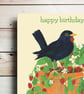 Happy Birthday card garden and blackbird  strawberry thief illustration  - Image 4