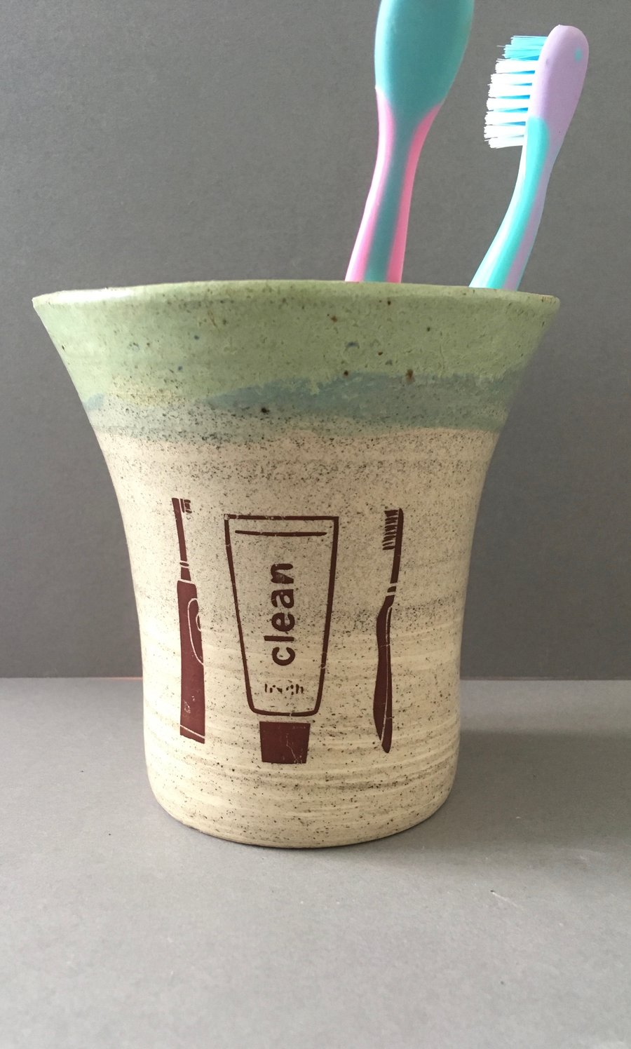 Toothbrush ceramic storage. Toothbrush holder. Pottery. Bathroom.