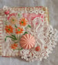 Embroidered flowers and lace textile brooch - Image 1