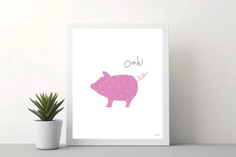 Dotty Pig A4 Art Print