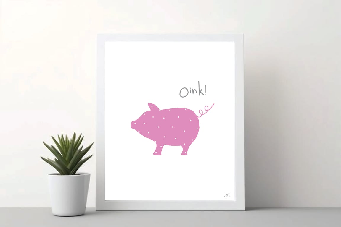 Dotty Pig A4 Art Print