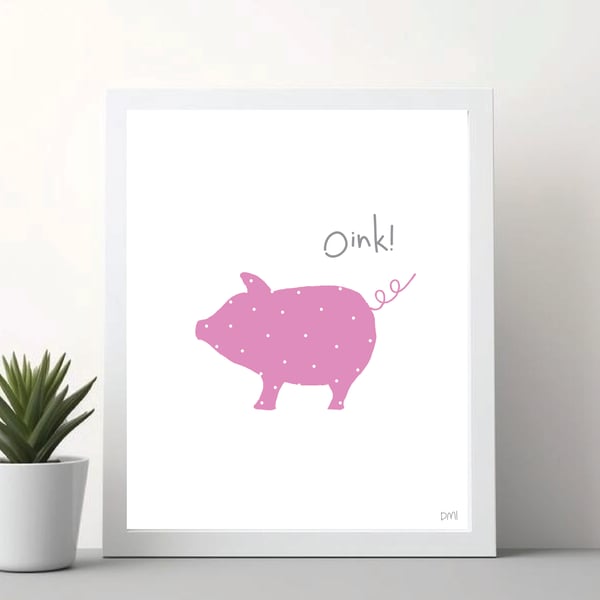 Dotty Pig A4 Art Print