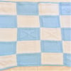 Knitted Blue & White Hearts and Kisses Baby Blanket, Coming Home Blanket