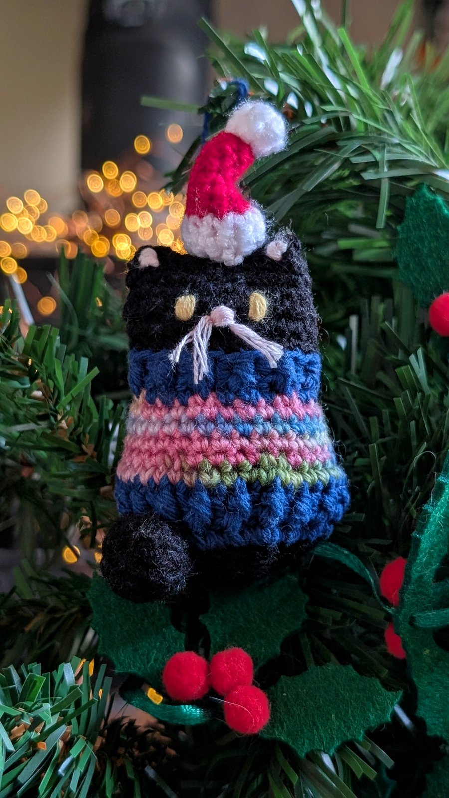 Black Cat Christmas Tree Decoration, Cat Christmas Gift, Cat Hanging Decoration