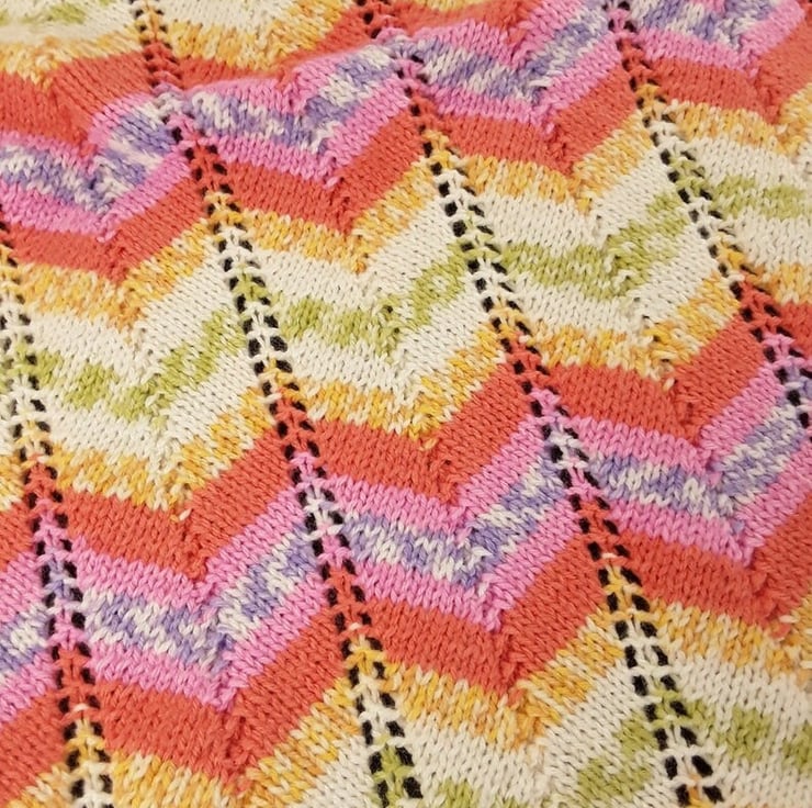 Hand knitted baby pram blanket multi colour c... Folksy