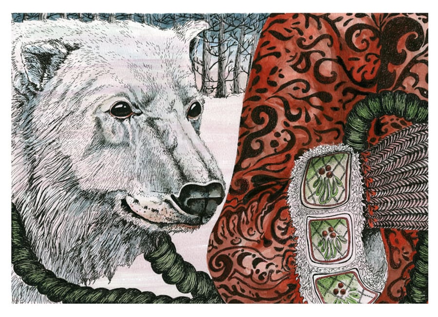 Print of Polar Bear pen and ink A4 print