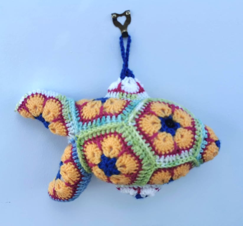 Hand Crocheted colourful Fish decorative wall hanging