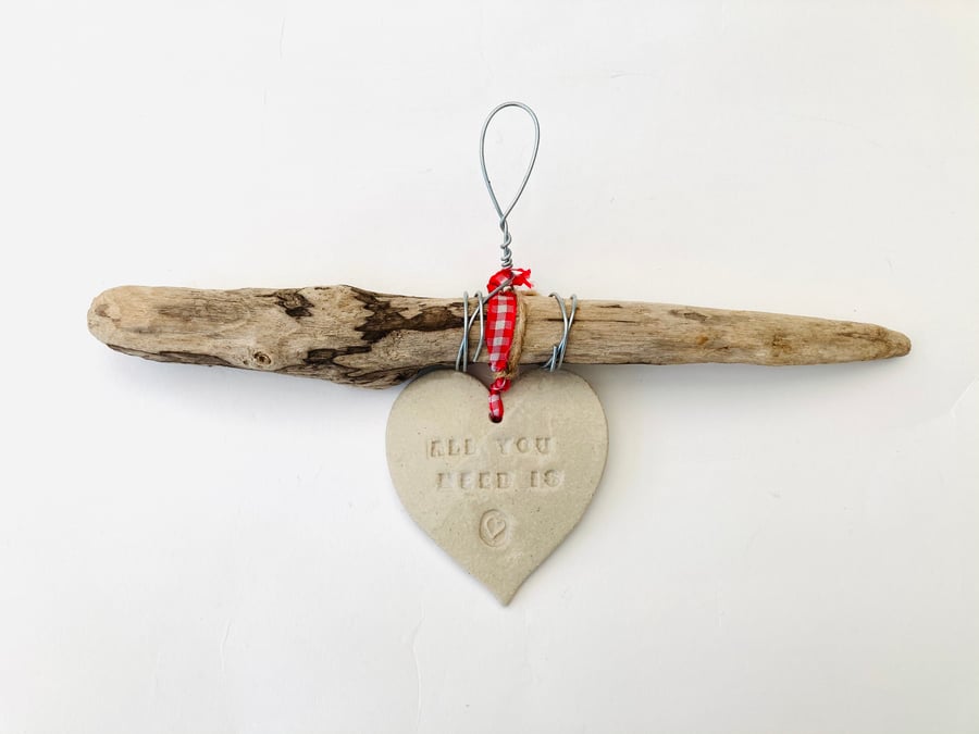 Bespoke driftwood Loveheart hanger, gift, handmade, present, home decor