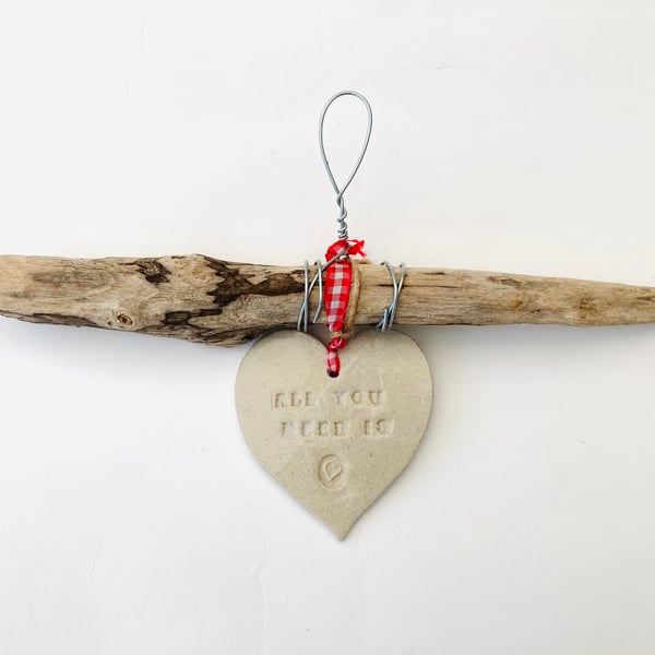 Bespoke driftwood Loveheart hanger, gift, handmade, present, home decor