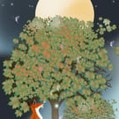 Believe In The Magic of The Moonlight Fairy Print - Fox & Fairies Giclee Print