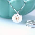 Bee Pendant Charm Necklace in Sterling Silver