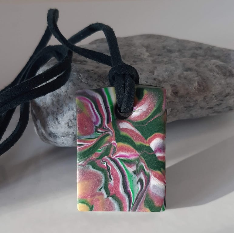 Multi coloured rectangular pendant