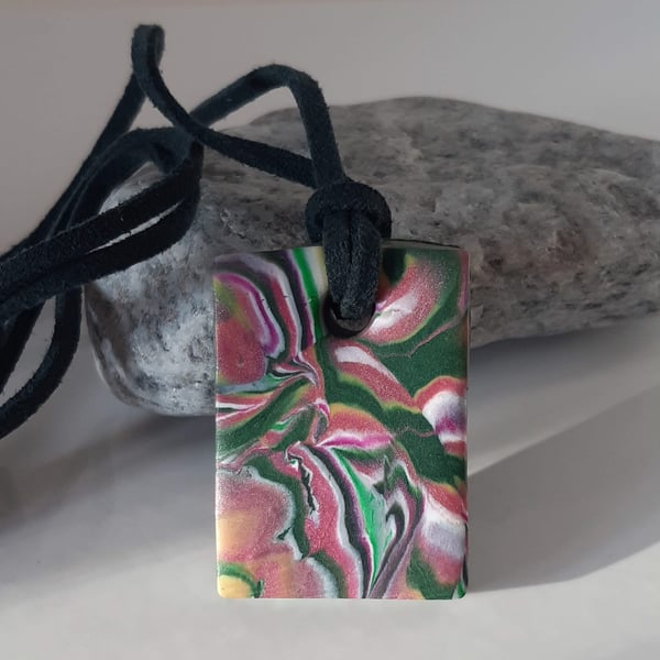 Multi coloured rectangular pendant