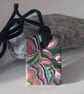 Brightly coloured polymer clay rectangular pendant - Image 5