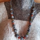 Handmade Polymer Clay Necklace Black and White Multi Swirl