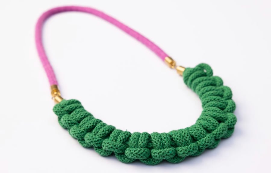 Recycled cotton rope knot necklace (The Lustleigh)