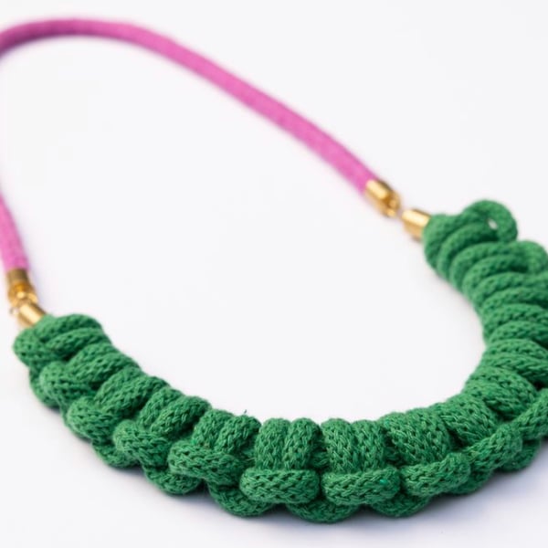 Recycled cotton rope knot necklace (The Lustleigh)