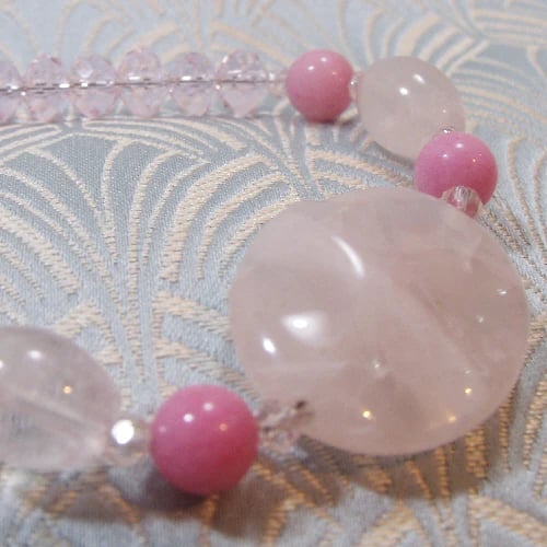 Rose Quartz Bracelet, Pink Crystal Bracelet, Pink Bead Bracelet C3