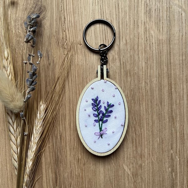 Lavender Embroidery Keyring