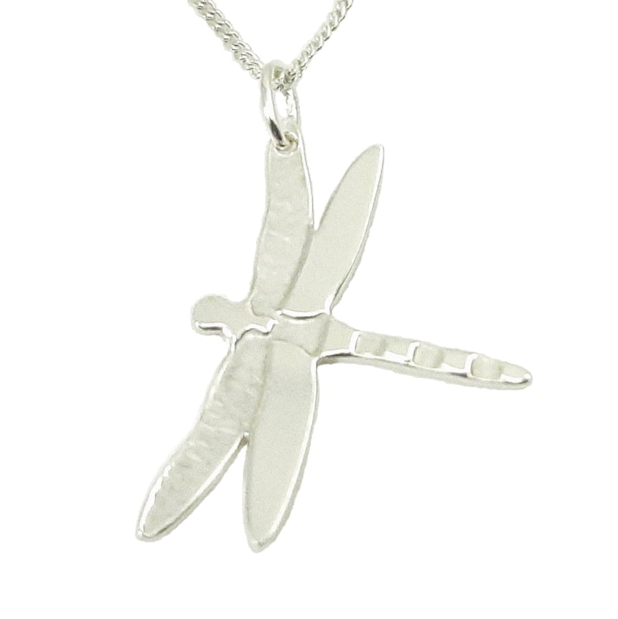 Dragonfly pendant, handmade from sterling silver
