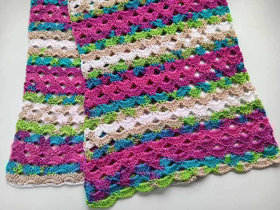 Crochet Shawl Scarf (Peacock) - cosy and stylish!