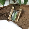 Labradorite Long Necklace. Arts & Crafts Style Pendant 