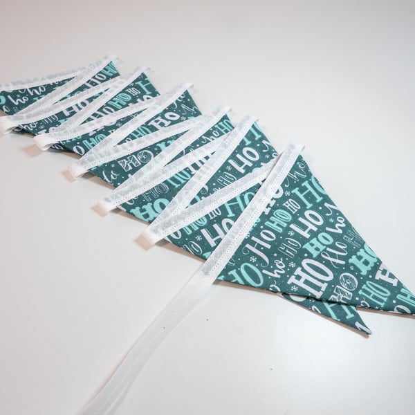 "Ho Ho Ho" - 12 or 15 flag fabric Christmas bunting