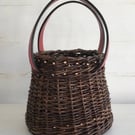 Willow Basket - Small Oval - with Red English Leather Handles 703
