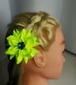 Neon Yellow Satin Flower Hair Bobbles – Handmade Ribbon Hair Ties for Girls - Image 7