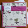 Happy Birthday Card - Botanical Style Flowers and Hedgehogs