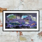 Abstract Landscape Painting Acrylic & Collage Original Fine Art Mixed Media