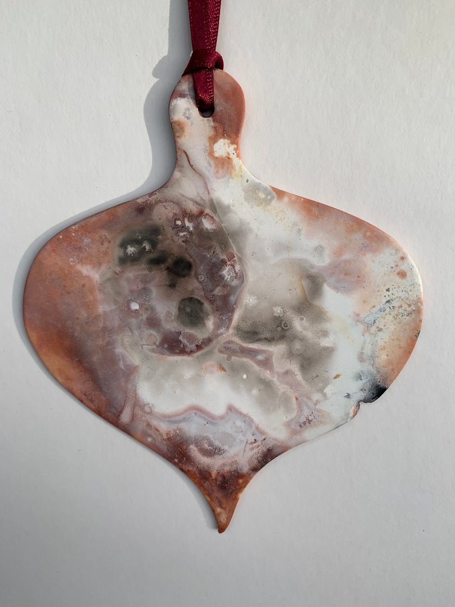 Christmas Bauble - Porcelain Pit Fired Round Hanging Decoration