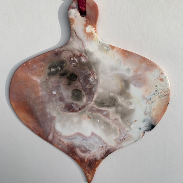 Christmas Bauble - Porcelain Pit Fired Round Hanging Decoration