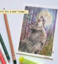 Howl at The Moon, a small original wolf drawing, animal wall art - Image 8