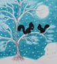 Framed Squirrels Print, Christmas Gift, Tree Picture, Snow Art, Moon  - Image 2