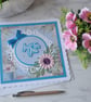 Just for You Birthday Blue Pink Purple Daisy Flower 3D Luxury Handmade Card - Image 1