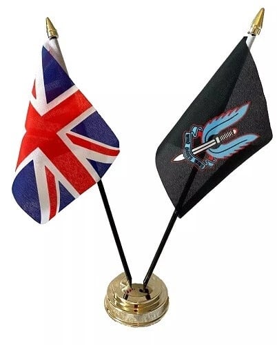 SAS Army Black & Union Jack Friendship 2 Flag 12" Table Display