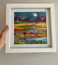 Moonlit hills and moorlands, embroidered textile landscape hanging  - Image 2