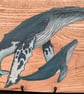 Humpback whale mother and baby original painting on oak - Image 3