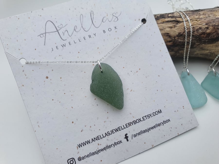 Jade Green Sea Glass Pendant, Sea Glass Necklace, Cornish Sea Glass Gift