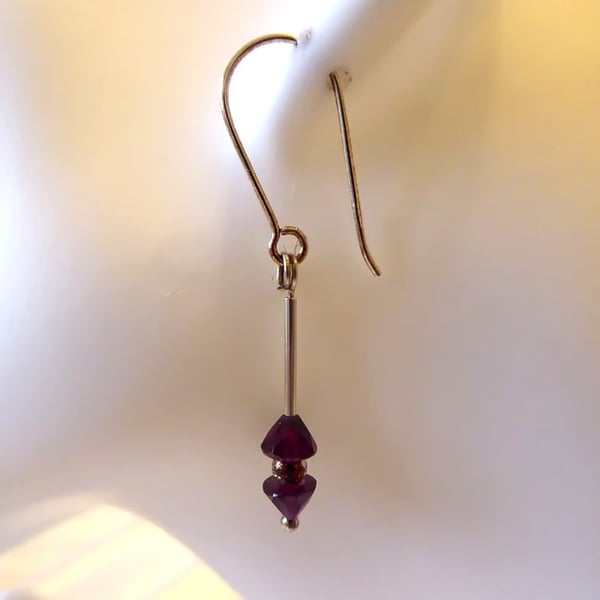 Sterling Silver & Rhodolite Garnet Earrings - Capricorn January Birthstone