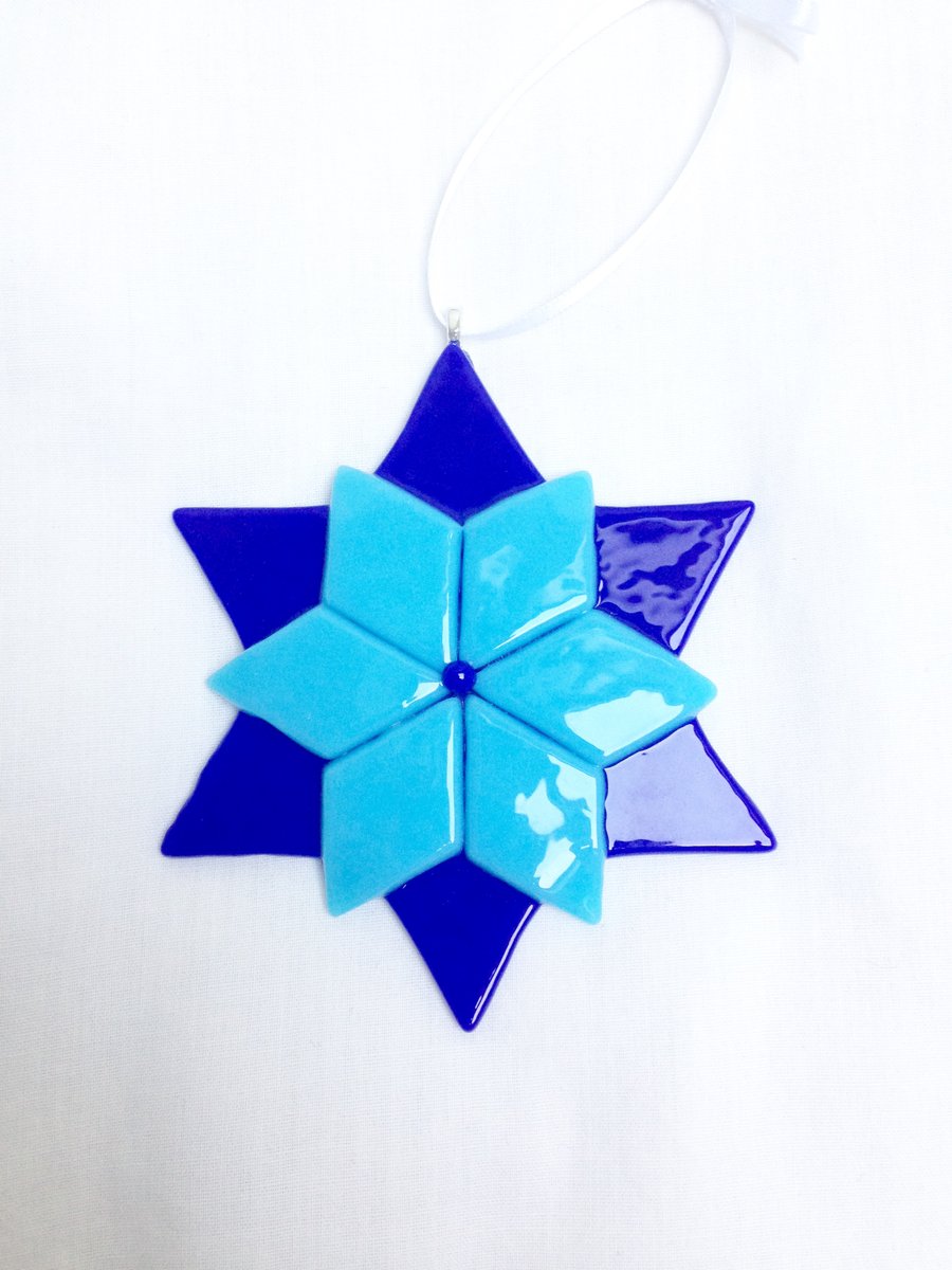Blue Christmas Star Flower Decoration
